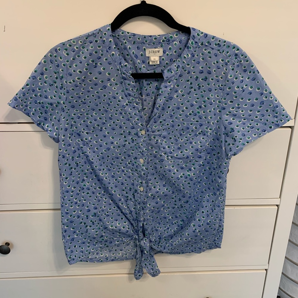 J. Crew Tie Front Short Sleeved Top